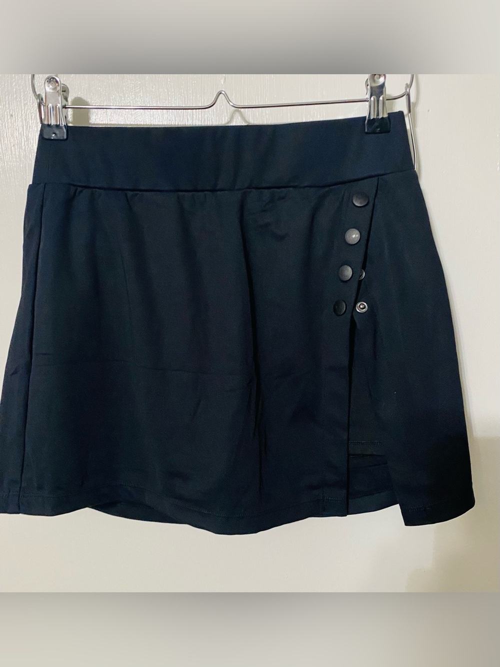 HALARA Black Mini Skirt & Shorts with Button Accent